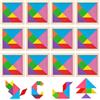 GUOYOU 12 Pezzi Legno Tangram, Gioco Educativo Tangram Gadget Compleanno, Figure Geometriche Divertenti Giocattoli, Classico Puzzle Legno Adatto per Adulti Regalo Natale Compleanno