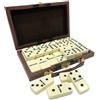 rparty Set di domino classico, dimensioni jumbo, doppio sei, 28 pezzi spessi in scatola di cuoio vegano in legno durevole, souvenir per feste per bambini e uso, set da tavolo