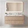 Leroy Merlin Mobile bagno sospeso Neo Groove L 121 x H 66 x P 49 cm, 2 cassetti con maniglia cromo, lavabo in ceramica con doppia vasca Maya incluso, rovere naturale cannettato