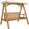 Outsunny Dondolo da Giardino Stile Classico Legno Massello di Pino Conforme alle Norme di FS Tettuccio Parasole | Aosom Italy|Aosom