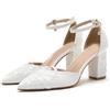 FhiHUEpr Scarpe da Sposa Dolci Carine da Donna - Sandali con Cinturino alla Caviglia con Tacco Grosso da 8 cm - Scarpe da Sposa Versatili e da Sera Comfort