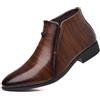 Generisch Stivaletti da uomo eleganti con design elegante a righe, cerniera laterale per un facile utilizzo, perfetti per occasioni di lavoro e casual, marrone, 43 EU