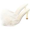 DEARMAMY Pantofole con Alto tallonite High Heels Sandali Soffici Sandali alla Moda Donne Ciabatte estive Sandali con Alto squisite Pantofole Femminili Tomaia: Finta Piuma