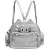 FJZFXKZL Borsa A Tracolla Ita Con Simpatico Design A Orecchie Di Gatto Zaino | Borsa Ita trasparente di grande capacità da donna, zaino in pelle Pu Y2k leggero quotidiano da donna