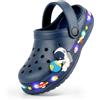 GULAKY Zoccoli per bambini, pantofole per bambini, sandali per ragazze, scarpe da giardino, strisce LED, Carino Navy, 27 EU