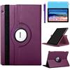 R.SHENGTE Custodia per Huawei MediaPad T5 10 Tablet 10.1 inch (AGS2-W09 AGS2-L09 AGS2-L03) - Rotazione di 360 gradi Custodia protettiva completa per supporto,Con Penna Stilo, Pellicola Per Schermo (Purple)