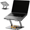 Teuaplo Supporto PC Portatile, Porta Laptop Stand Pieghevole con 360° Base Girevole e Supporto a Doppia Barra Supporto PC Portatile Regolabile Ergonomico per MacBook e Tutti i Laptop da 10-17 Pollici