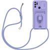 xinyunew Cover con Cordino per Motorola Moto G60S,Custodia con Collana Collo Silicone Antiurto Case,Protezione Fotocamera Slot Carte 360° Anello Supporto,Silicone Case,Viola