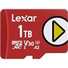 Lexar Play Scheda Micro SD 1TB, microSDXC UHS-I, fino a 205 MB/s lettura, 140 MB/s scrittura, C10, U3, V30, A2, video 4K, scheda ad alta velocità per Switch/dispositivi di giocoportatili/smartphone