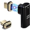 blicadijo Adattatore magnetico USB C, 240 W, 80 Gbps, 8K, USB-C, 24 pin, tipo C, connettore magnetico 90 gradi, per laptop, tablet, telefono cellulare, smartphone, nero