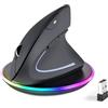 Perixx PERIMICE-813RX Mouse Verticale Ergonomica Senza Fili, Connessione Multi-Dispositivo, Ricaricabile Con Base, DPI Regolabili 1000/1600/2400/3200, Nero