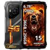 OSCAL PILOT 3 Smartphone Rugged 5G, 36GB RAM + 256GB (fino a 2TB), Display 6,78″ 2.4K 120Hz, Fotocamere 50+32MP + 20MP Night Vision, IP68/IP69K&MIL-STD-810H, Dual SIM/NFC/GPS, Garanzie di 2 anni, Nero