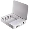 Yangshe Caricabatteria esterno per telefono, con 4 batterie AA, con porta USB e torcia (bianco, 1 pezzo)