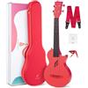 Enya Nova U 23 - Ukulele Cut-Out in Fibra di Carbonio (Concerto), Rosso | Set Starter con Custodia, Tracolla, Capotasto e Corde - Impermeabile, Ideale per Principianti Adulti