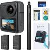 KanDao QooCam 3 Action Camera, Combo da viaggio, 5.7K 62MP Foto 60fps Flawless 360 Video Camera, Doppio 1/1.55 Sensori migliori per riprese notturne Fotocamera, Impermeabile, Stabilizzazione