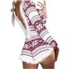 Eauptffy Pigiama Sexydonna Invernale, Pigiama Intero Da Donna, Ultra Corta Sexy Hot Coppie Tuta Intera Schiena Nuda Tutine Con Grezzo Natale Stampa Seducente Inverno Cosplay San Valentino