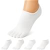 ss soxsense Soxsense - Calzini da donna invisibili, in cotone di alta qualità, con cinque dita, 4 paia, bianco, Medium