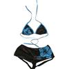 RICHTRUE Set Bikini Due Pezzi Y2k Halter Bikini Set Donna Costume da Bagno Sexy per la Spiaggia Outfits Estivi Carini per Vacanze Estate Stile 2000, Nero e Blu., S