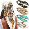 AWAYTR - Foulard grandi in raso da 90 cm, 4 pezzi, sciarpa per il collo e per dormire, foulard da donna in seta satinata, 35*35 inches / 90*90 cm