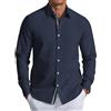 COOFANDY Camicia Uomo Manica Lunga Oxford Casual Bottoni Blu Navy 2XL