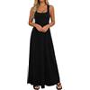Generico Set Coordinato Estivo Elegante per Donna con Gonna Lunga, Abito e Top in Tinta Unita, Tessuto Leggero Traspirante per Occasioni Informali e Semi-Formali, Taglie dalla M alla XXL (Black, M)