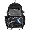 Qusinfc Zaino carino scuola studente grande capacità itabag stili giapponesi per display pin scuola studente grande capacità viaggio trasparente, Nero