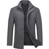 MODFUL - Cappotto da uomo in lana, lunghezza media, caldo, casual, soprabito, peacoat, trench, invernale, Grigio, 4XL