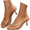 KBOPLEMQ Sandali da donna con cinturino e tacco a gattino, sandali estivi a spillo, sandali quadrati con punta aperta, infradito slip-on, scarpe estive