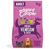 Edgard & Cooper Crochette Cani Adulti Senza Cereali Per Cani Di Taglia Medium (1kg), Cervo e Anatra Freschi, Ricetta Ipoallergenica Con Mela, Cavolo Riccio e Rosa Canina, Senza Farine Di Carne