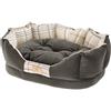 Ferplast Cuccia cani e gatti CHARLES 50 Divano con cuscino, Sofà per animali, Scozzese, Soffice velluto, Lavabile, 45 x 35 x h 17 cm, Marrone