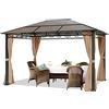 TOOLPORT Gazebo da giardino 3x4 m - 100% impermeabile - Alu Deluxe - con 4 teli laterali - Gazebo color ocra - Tetto in pannelli di policarbonato