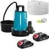 panthem Pompa sommergibile a batteria, 21 V, 2000 mAh, pompa sommergibile con coperchio di sicurezza, tubo da 10 m, per piscina, letti d'acqua, pompa per acque reflue, copertura piscina
