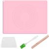 HJYIMYI Spianatoia per Impastare Silicone 70 x 50 cm per Fare Impasti Pizza (Rosa) | Grande Tappetino Silicone Forno Cucina con Misure Riutilizzabile, Antiaderente Tappetino da Forno per Rotolo con Raschietto