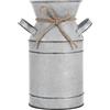 TEHAUX Vaso Porta Fiori in Ferro Argento, Bidone Del Latte Vintage a Doppio Manico, Decorazione per Composizioni Floreali e Ambiente Rustico