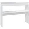 vidaXL Tavolino Consolle Bianco Lucido 102x30x80 cm Legno Multistrato