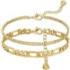 Jenosy Bracciale da Donna Placcato Oro 14 K, 18.53 cm, Regolabile, V