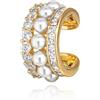 Jenosy Orecchini a fascia da donna in oro, non piercing, con zirconia, placcati in oro 18K, orecchini a fascia aperti, orecchini fatti a mano, regalo per donne, medium, Ottone, Non pietra preziosa