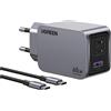 Ugreen Caricabatterie Ugreen Nexode Pro, Usb + 2X Usb-C, 65W + cavo Usb-C 1,5M (nero)