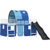 vidaXL Letto a castello per bambini, bianco e blu, con tende, dimensioni 90 x 200 cm