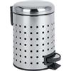 WENKO Pattumiera a pedale Leman, 3 litri, con inserto estraibile, in Acciaio inossidabile, 17x25x22.5 cm, Design a fori