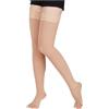 GPARMART Calze compressive medicali - Punta aperta -Coscia alta - Classe 2, 23-32 mmHG - Unisex per Vene Varicose, Edema, Dolore alle Gambe, Vene del ragno (BEIGE, 3XL)