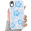 RUMDEY Custodia trasparente con ibisco per iPhone XR da 6,1 pollici, design estetico con grazioso motivo floreale e cristalli, morbida, sottile, anti-giallo, protettiva, antiurto, in TPU, per donne e
