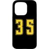Uniform Yellow Number SUL RETRO E FRONTE Custodia per iPhone 15 Pro Giallo Numero 35 Uniforme Numerata Squadra Sportivo