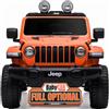 BabyCar Jeep Elettrica Per Bambini | Auto con Sedili in Pelle, Porte Apribili, MP3/USB/Micro SD | Macchina Elettrica per Bambini 12V con 2 Motori 35W | Licenza Ufficiale Jeep | Arancio