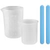 Jinsion 2 Pezzi Misurini Silicone, 100ml/250ml Misurino Graduato con 2 Agitatori | Tazze di Miscelazione In Silicone, Tazze In Silicone Resina Epossidica per Stampi a Resina Epossidica, Pittura