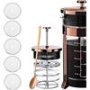 Ejoyous Rete Filtrante per Pressa Francese, 5 Pezzi 80 Maglie di Ricambio Filtro per Pressa Francese in Acciaio Inossidabile 6,5 Cm, Rete Filtrante per Caffetteria Riutilizzabile per Caffettiera a Pressa Fran