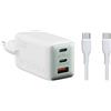 INFINIX CARICABATTERIE ORIGINALE XC07868EU FAST GAN 1X USB 2X USB-C FINO A 68W + CAVO USB-C WHITE PER SMARTPHONE