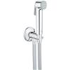 GROHE Tempesta Trigger Spray Set Doccia Completo con Rubinetto a Squadra (1 getto a pistola, rubinetto angolare incluso, SpeedClean anticalcare, flessibile antitorcitura), Cromo, 26358000