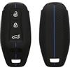 kwmobile Custodia Coprichiave Compatibile con Audi 3-Tasten 2025 A3 A5L Q6 A6L Etron SUV Autoschlüssel Cover - Copri Telecomando Chiave Auto - Copri Chiavi Macchina nero / blu