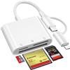 Ticenpe Lettore di Schede Compact Flash, Lettore di schede Lightning USB-C a SD/Micro SD/CF, lettore di schede di memoria per iPhone serie 16/15/14/13/12/11, iPad, MacBook, Galaxy